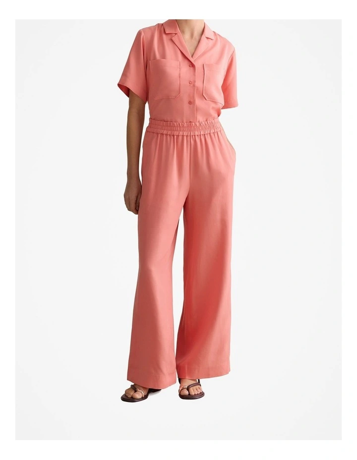 Tencel Wide Leg Pull On Pant in Peach Pink image 1