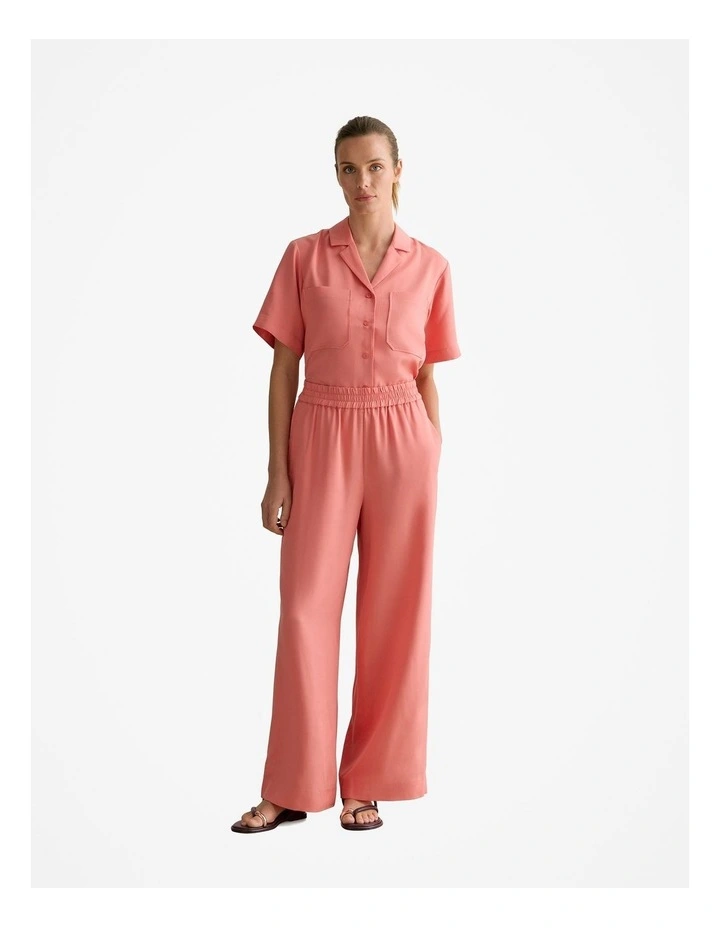 Tencel Wide Leg Pull On Pant in Peach Pink image 3