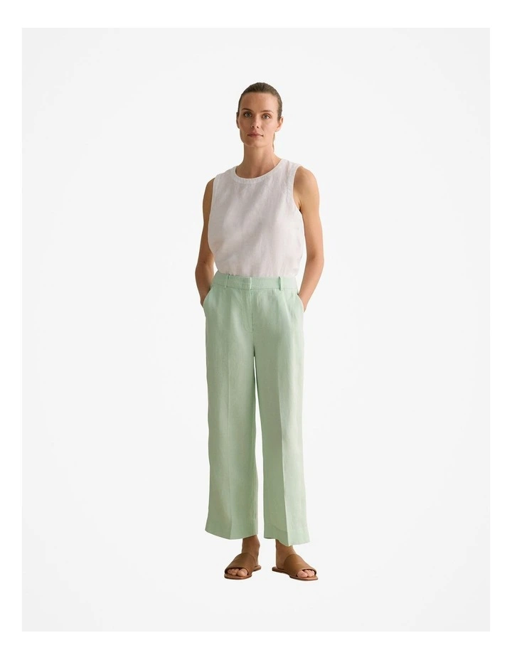 Linen Wide Leg Crop Pant in Cool Fern image 2