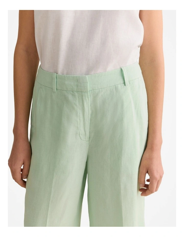 Linen Wide Leg Crop Pant in Cool Fern image 3