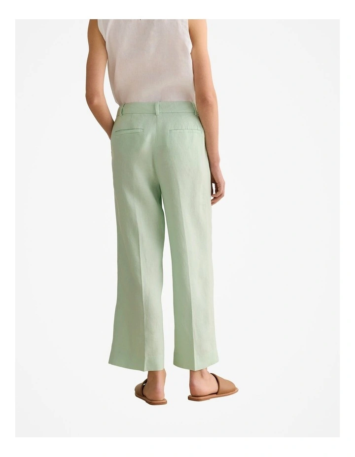 Linen Wide Leg Crop Pant in Cool Fern image 4