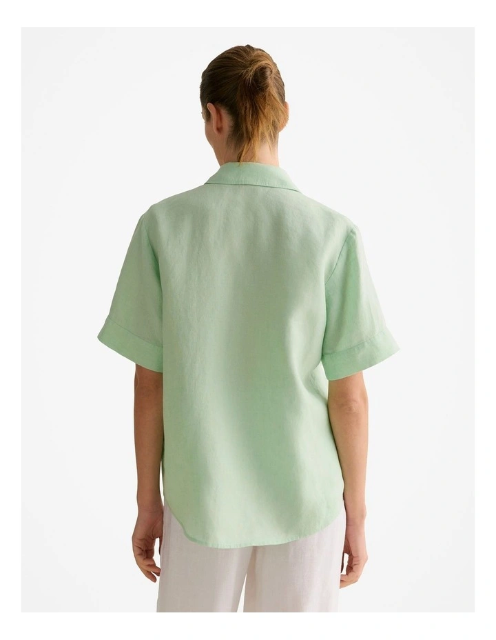 Delave Linen Short Sleeve Shirt in Cool Fern image 4