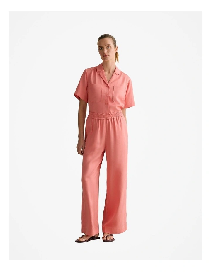 Tencel Pocket Detail Camp Shirt in Peach Pink image 3
