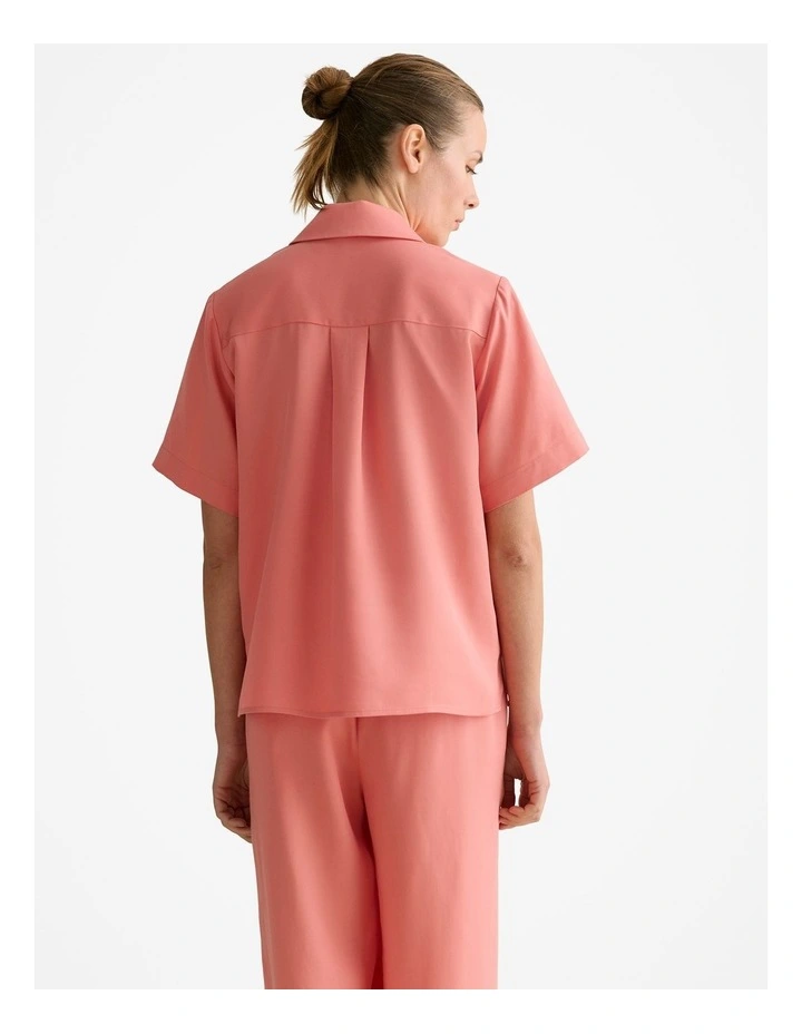 Tencel Pocket Detail Camp Shirt in Peach Pink image 4