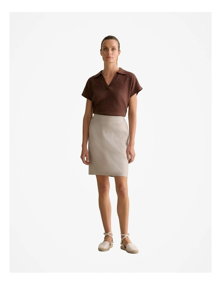 Stretch Linen Blend Skirt in Flax image 2