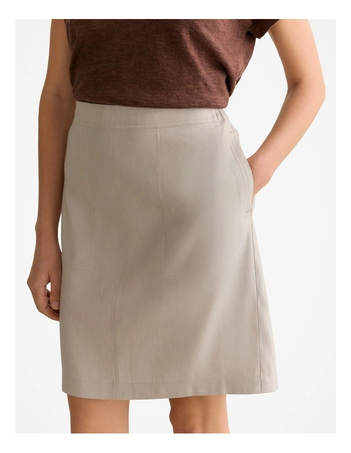 Stretch Linen Blend Skirt in Flax image 3