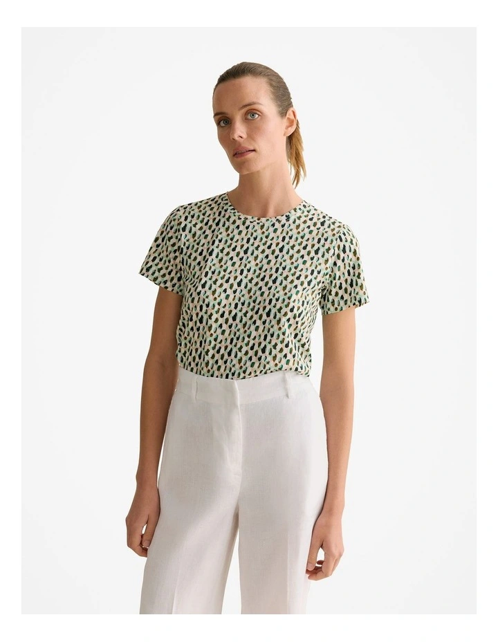 Australian Cotton Impasto Spot T-shirt in Cool Fern image 1