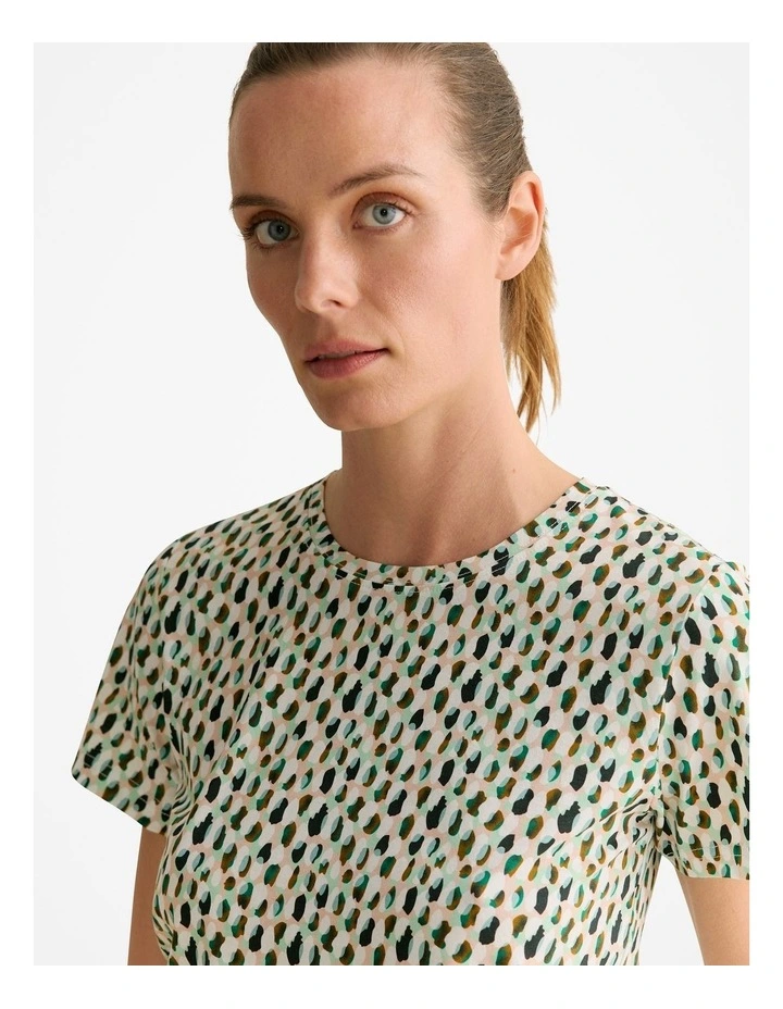Australian Cotton Impasto Spot T-shirt in Cool Fern image 3