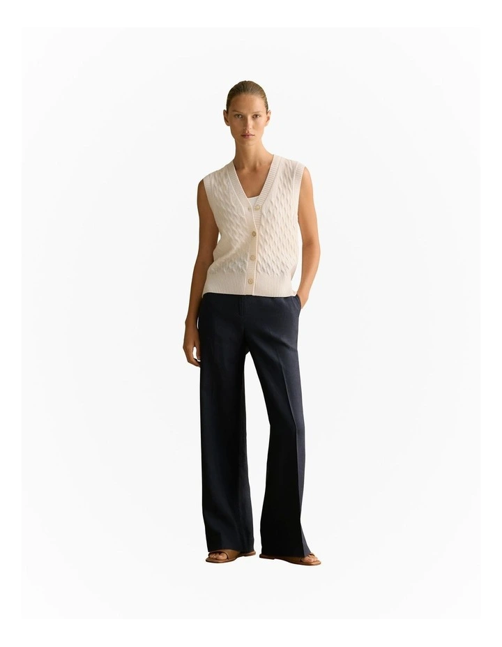 Merino Cashmere Cable Knit Vest in Ivory image 6