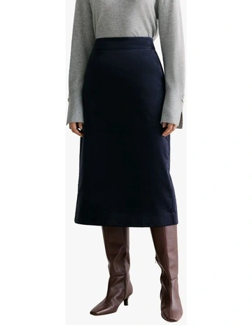 Velvet A-line Skirt in Navy