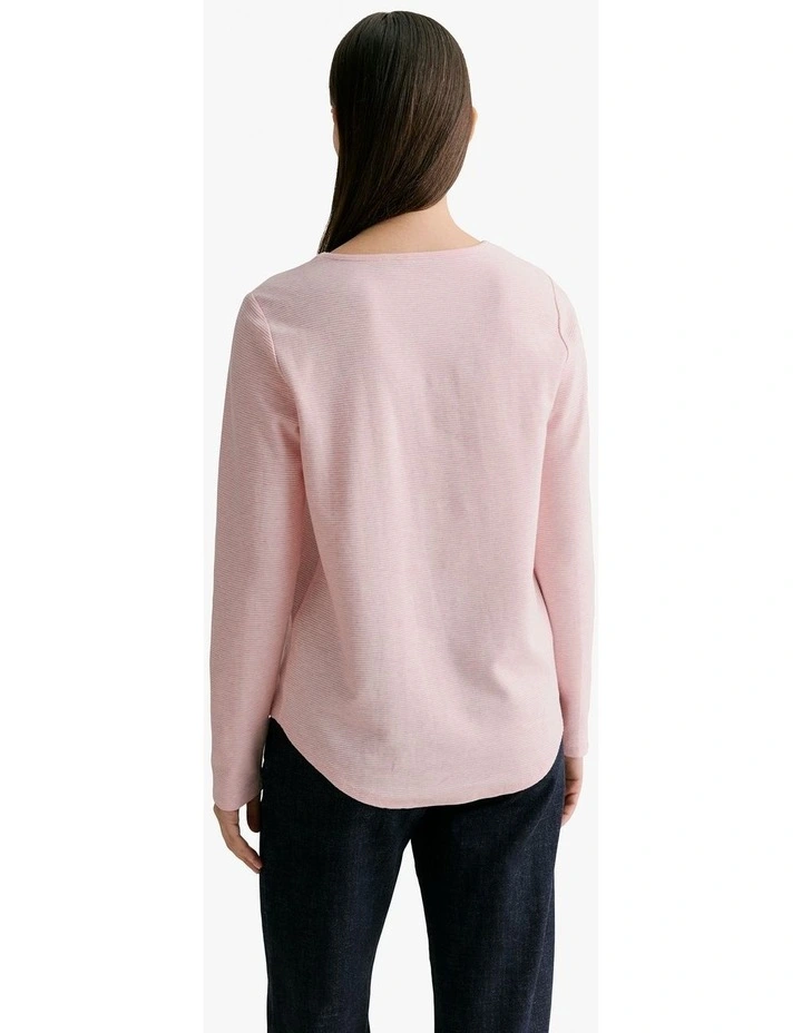 Cotton Ottoman Marle Long Sleeve T-shirt in Mauve Pink image 4