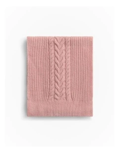 Merino Cable Knit Scarf in Mauve Pink