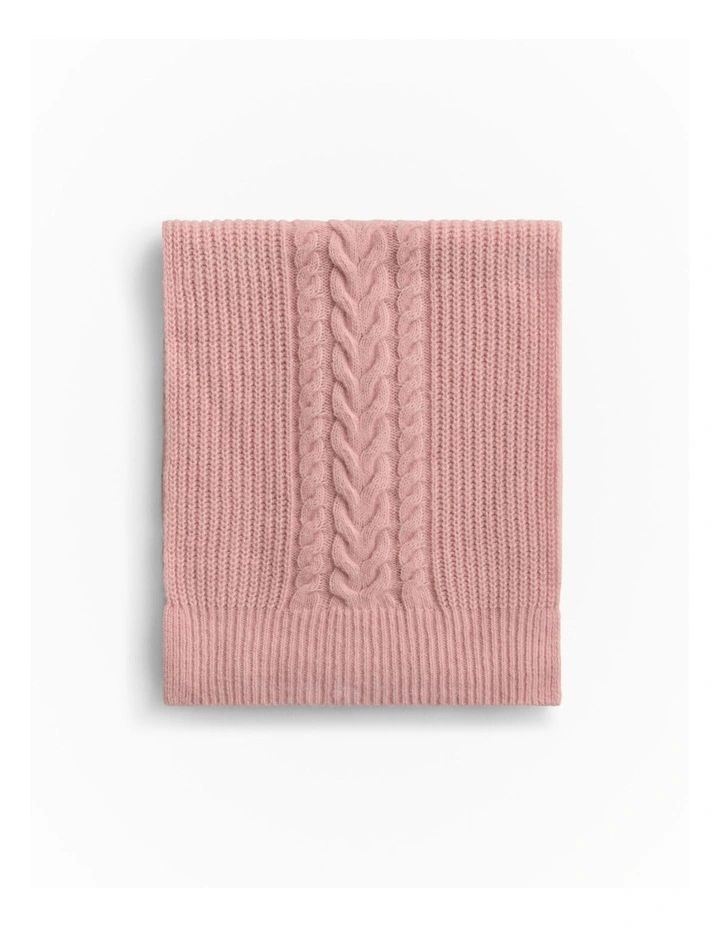 Merino Cable Knit Scarf in Mauve Pink image 1