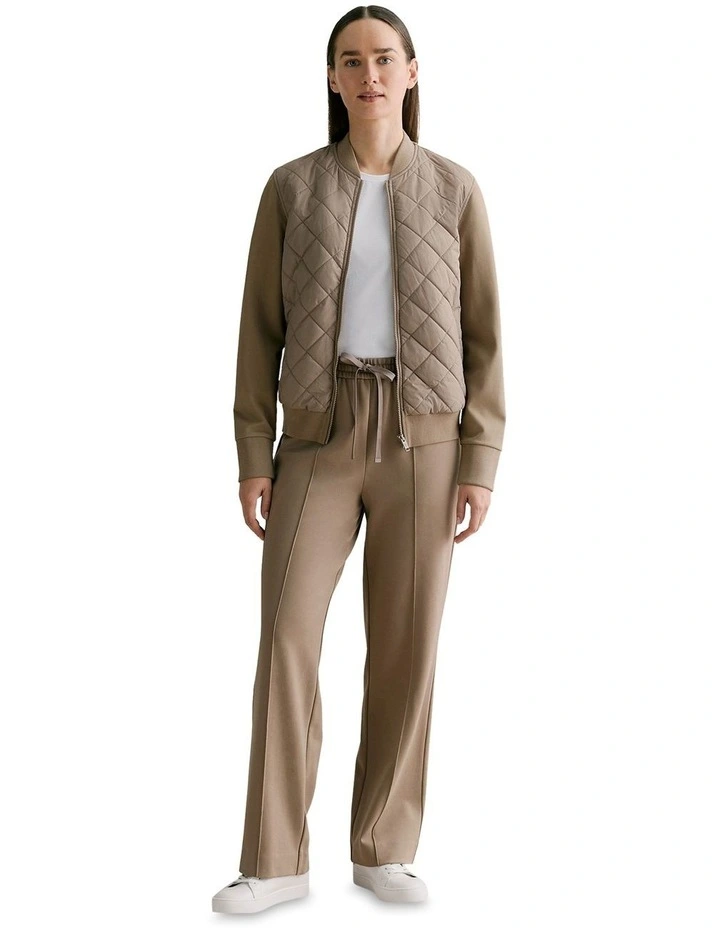 Quilted Zip Through Bomber Jacket in Clove image 2
