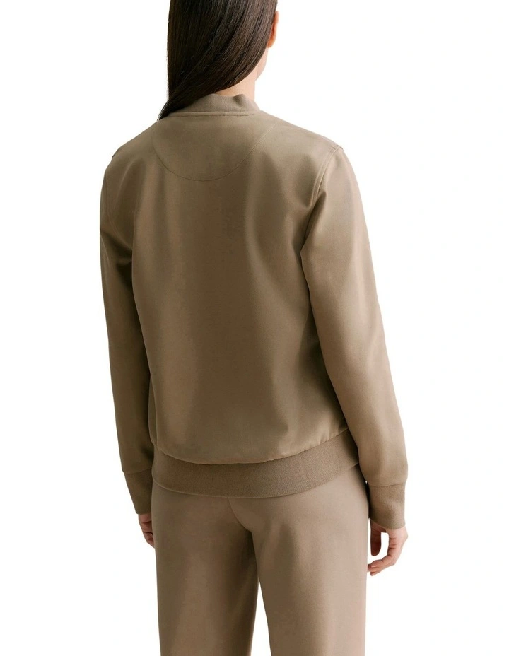 Quilted Zip Through Bomber Jacket in Clove image 4