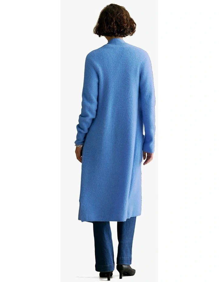 Alpaca Merino Blend Longline Cardigan in Bright Blue image 3