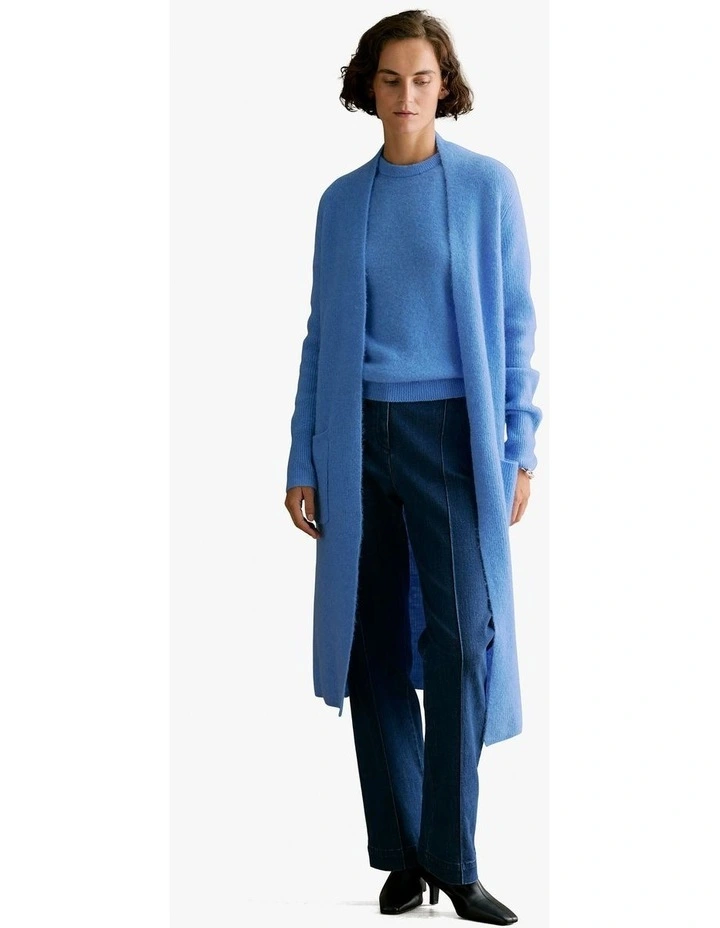 Alpaca Merino Blend Longline Cardigan in Bright Blue image 4