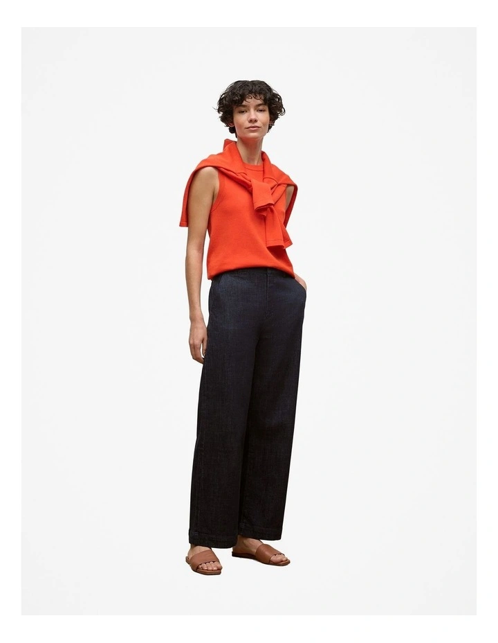 Australian Cotton Blend Denim Pant in Blue Black image 4