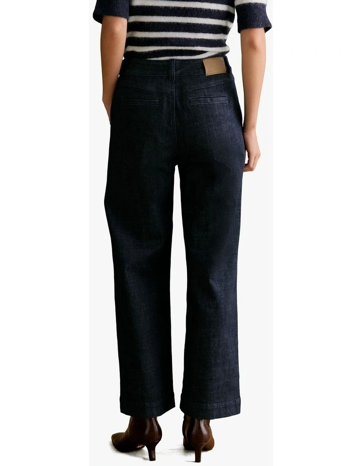 Australian Cotton Blend Denim Pant in Blue Black image 4