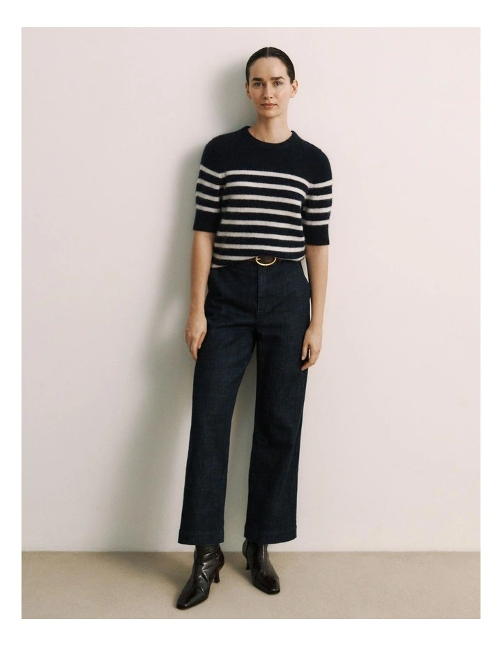 Australian Cotton Blend Denim Pant in Blue Black image 5