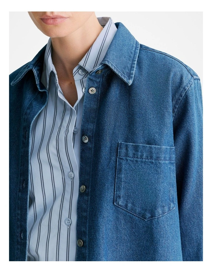 Relaxed Denim Shirt in Mid Blue image 4