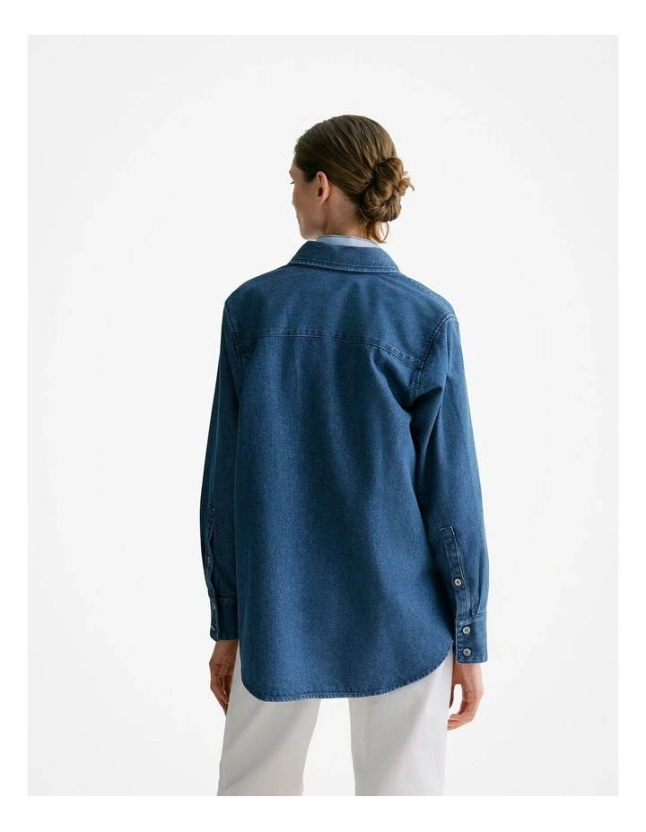 Relaxed Denim Shirt in Mid Blue image 5