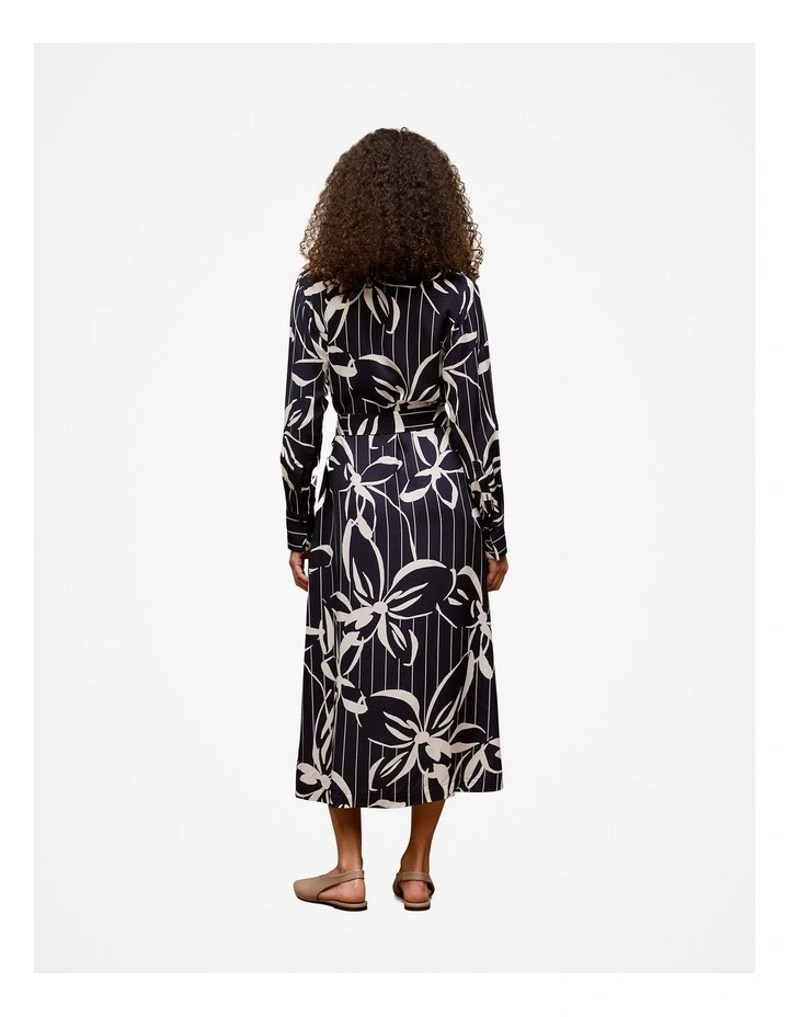 Floral Stripe Twill Shirt Dress in Night Sky image 6