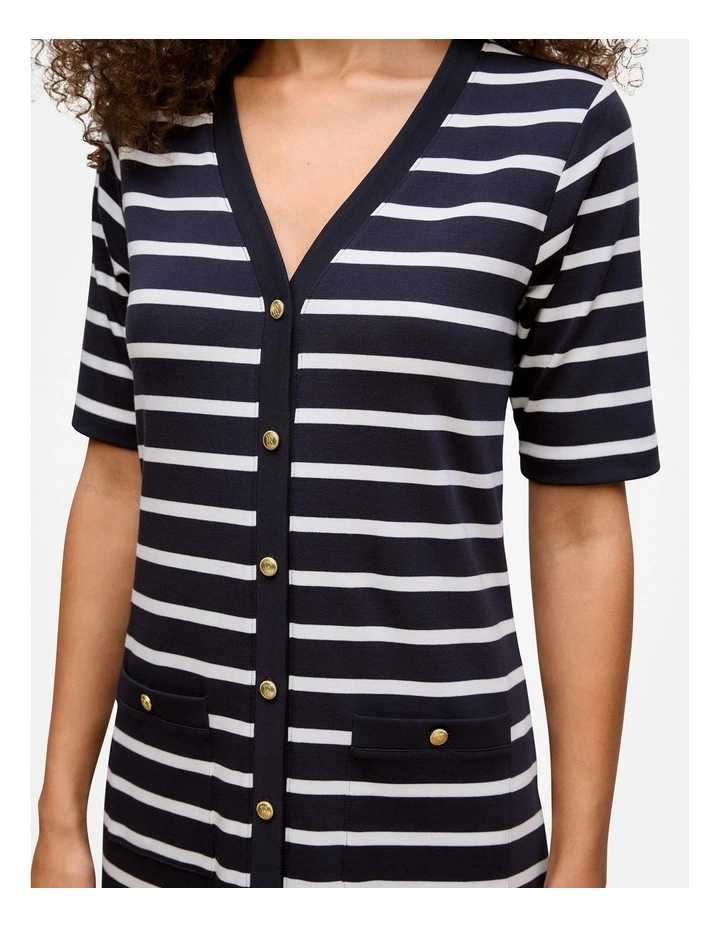 Stripe Button Through Dress in Night Sky image 3