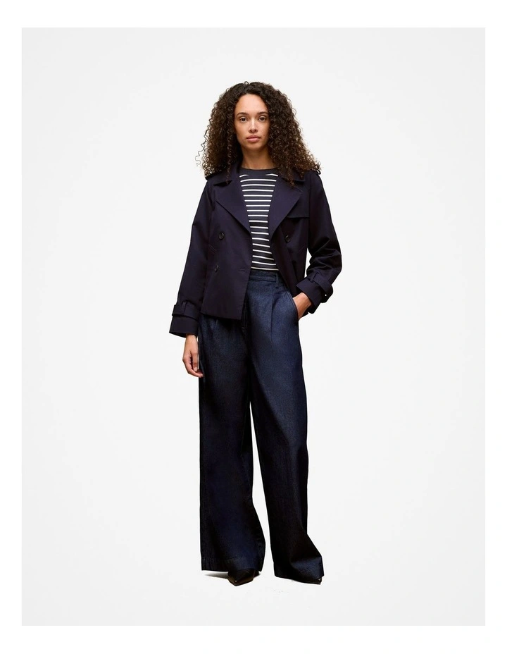 Cotton Twill Cropped Trench Coat in Night Sky image 3