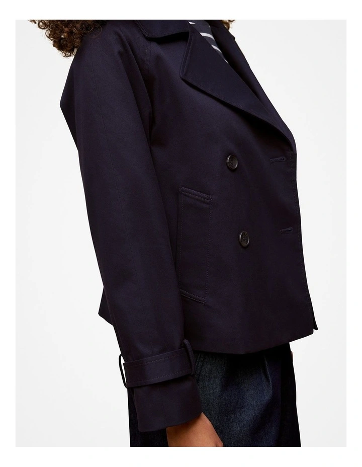 Cotton Twill Cropped Trench Coat in Night Sky image 4