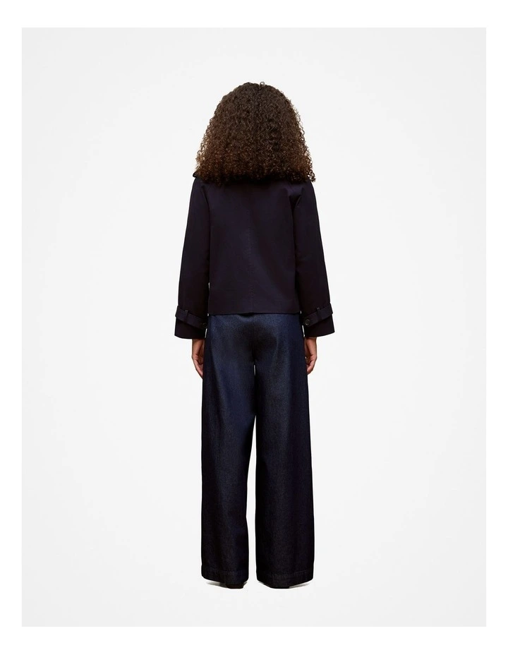 Cotton Twill Cropped Trench Coat in Night Sky image 5