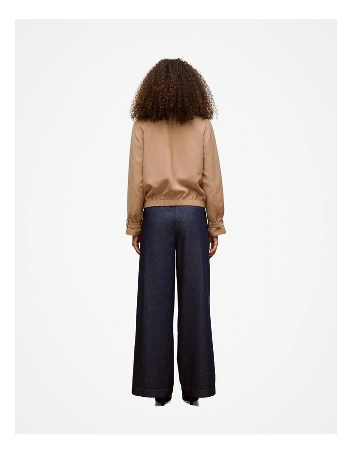 Draped Zip Through Blouson Jacket in Light Camel image 5