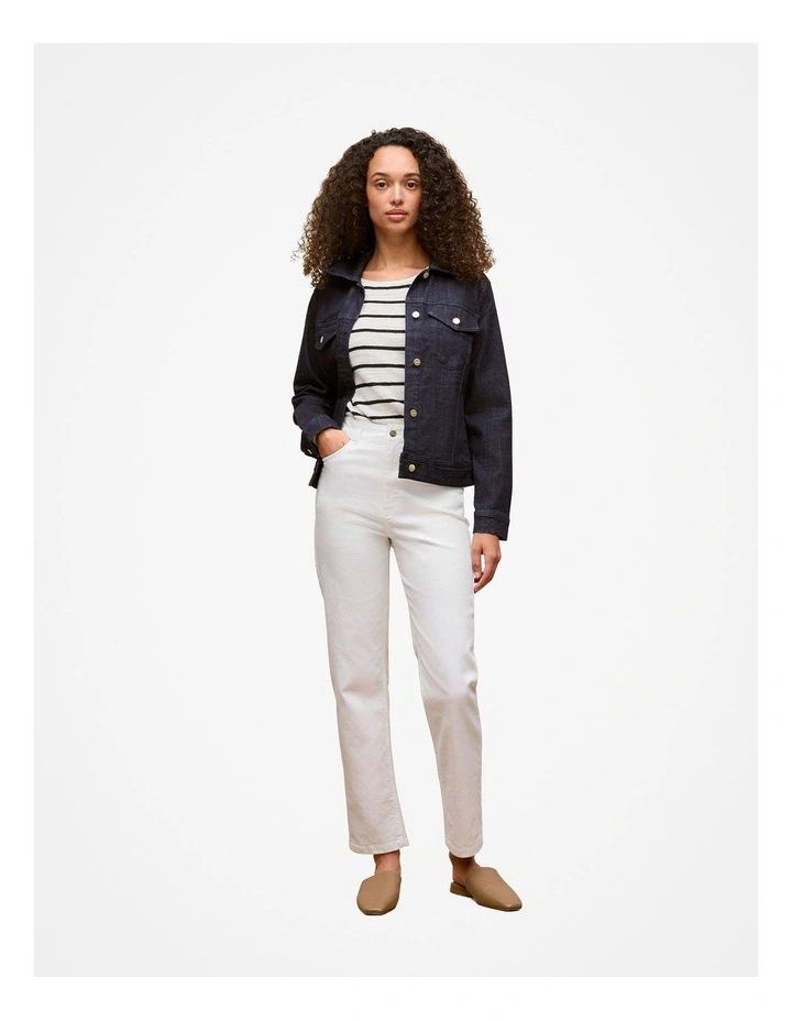 Australian Cotton Blend Denim Classic Jacket in Ink Blue image 2