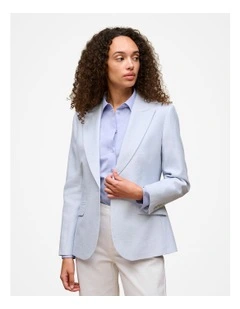 Cotton Linen Textured Blazer in Dove Blue