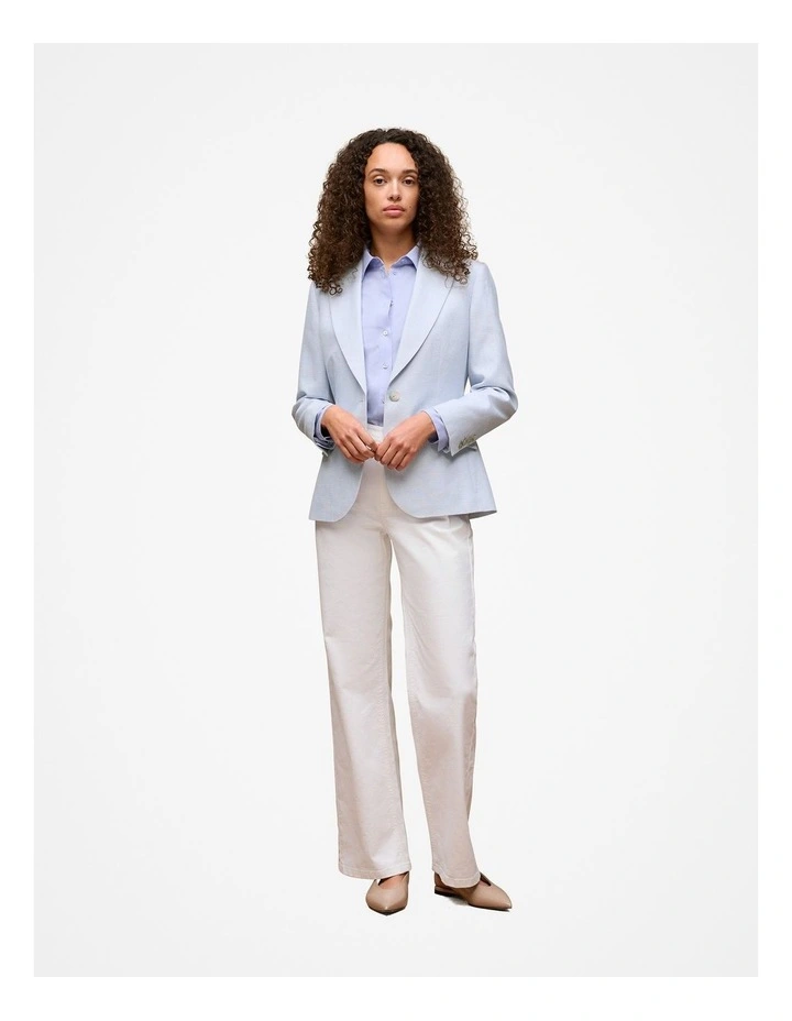 Cotton Linen Textured Blazer in Dove Blue image 3