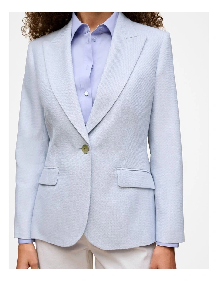Cotton Linen Textured Blazer in Dove Blue image 4