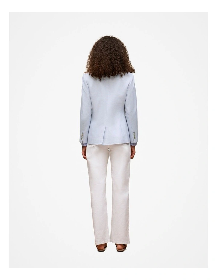 Cotton Linen Textured Blazer in Dove Blue image 5