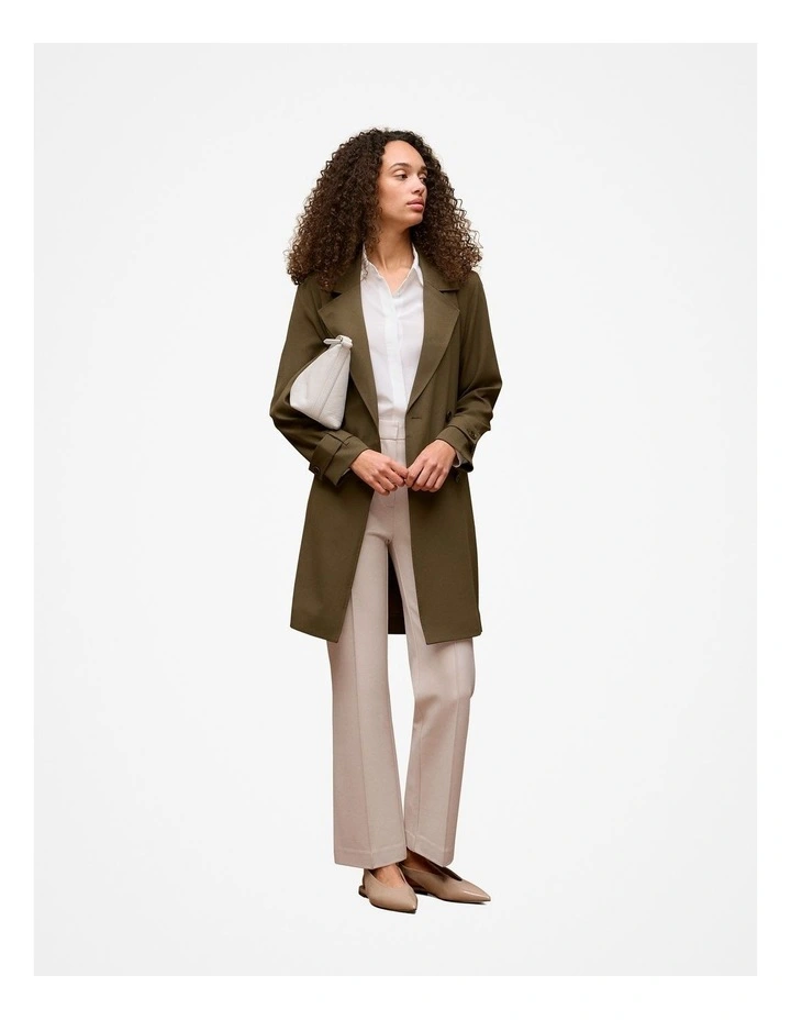 Soft Mid Length Trench Coat in Dark Khaki image 3
