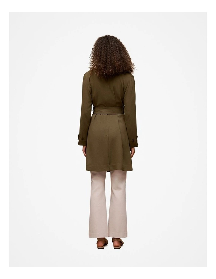 Soft Mid Length Trench Coat in Dark Khaki image 6