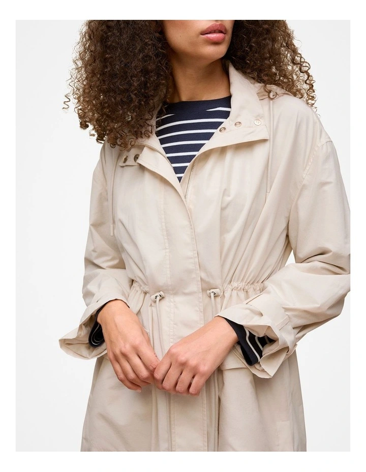 Cotton Blend Longline Anorak in Stone image 4