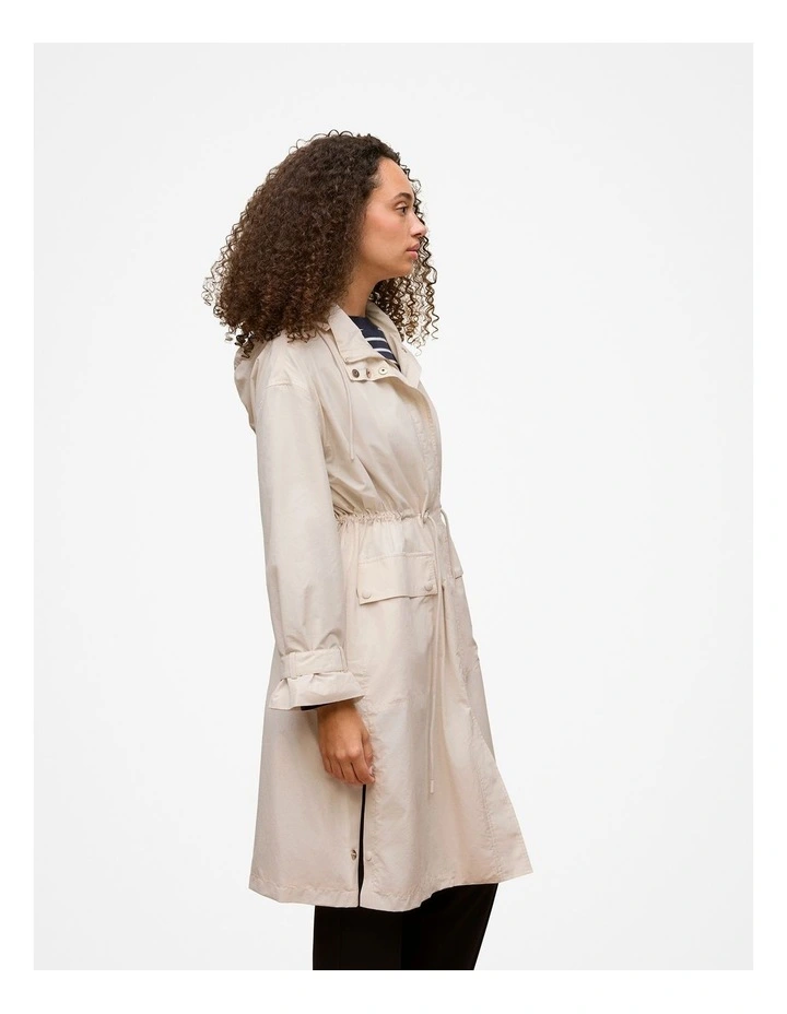 Cotton Blend Longline Anorak in Stone image 5