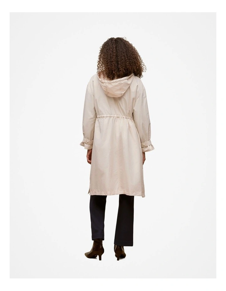 Cotton Blend Longline Anorak in Stone image 6