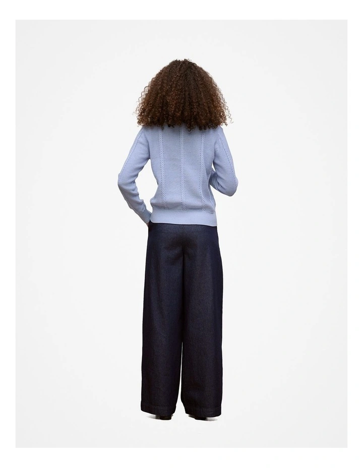 Cotton Cable Knit Polo in Dove Blue image 4