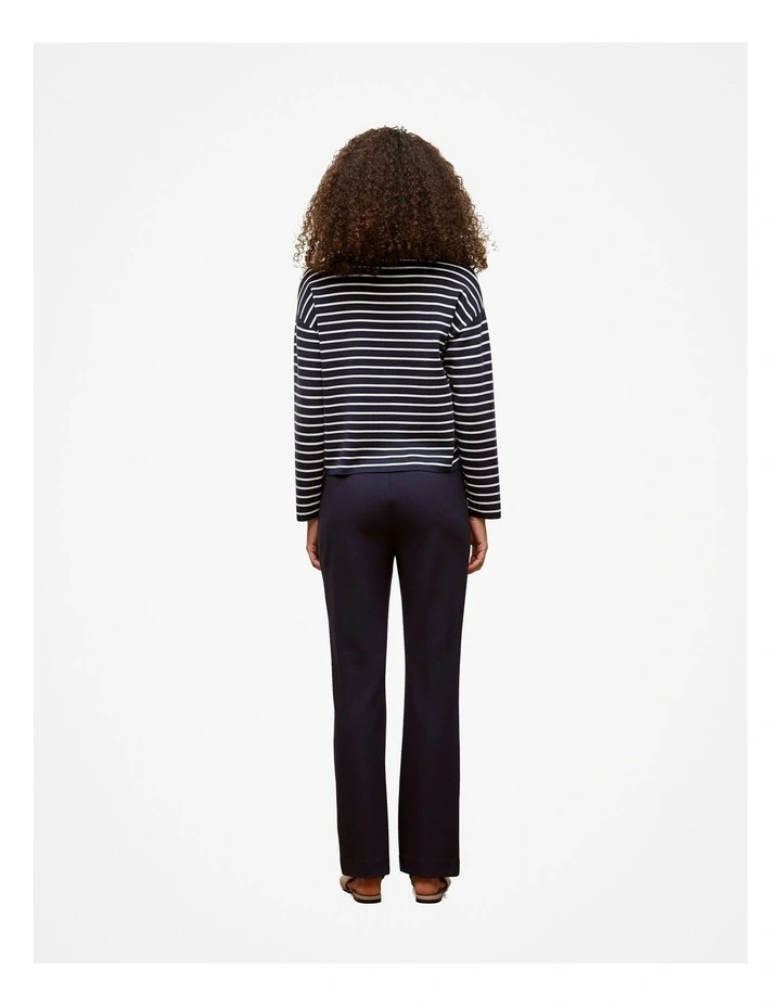 Cotton Crepe Stripe Crew Knit in Night Sky image 5