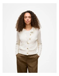 Cotton Texture Knit Cardigan in Off White