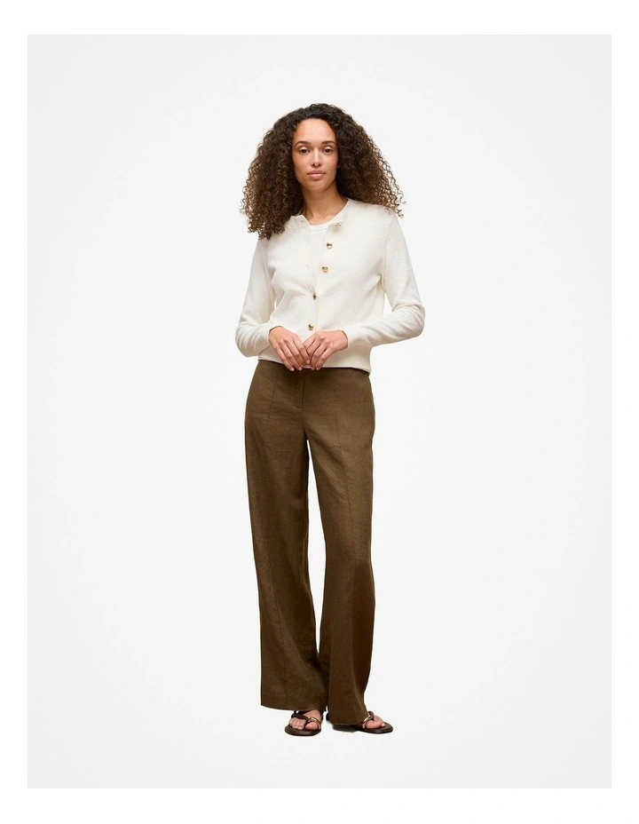 Cotton Texture Knit Cardigan in Off White image 3