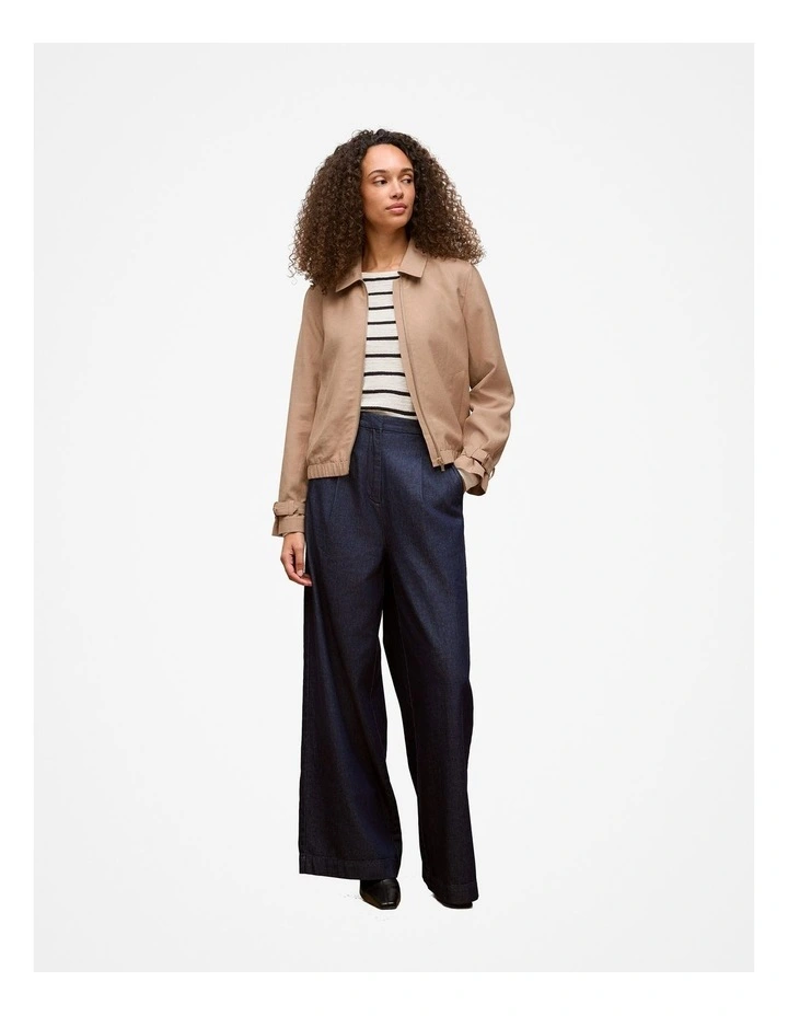 Cotton Linen Stripe Crew Knit in Night Sky image 2