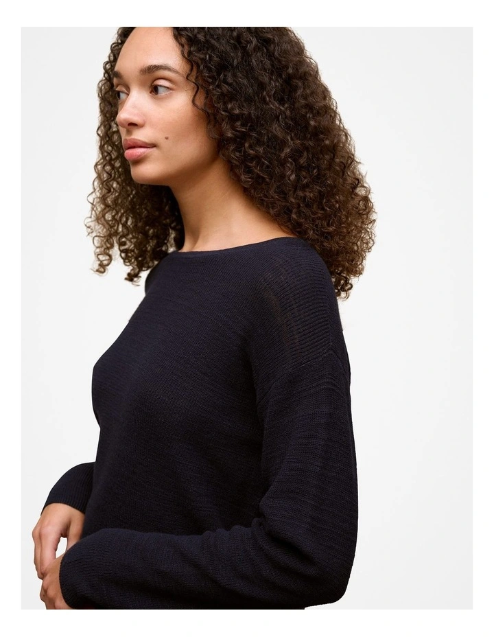 Cotton Linen Lightweight Crew Knit in Night Sky image 3