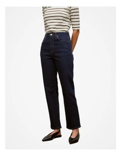 High Rise Straight Leg Jean in Dark Indigo