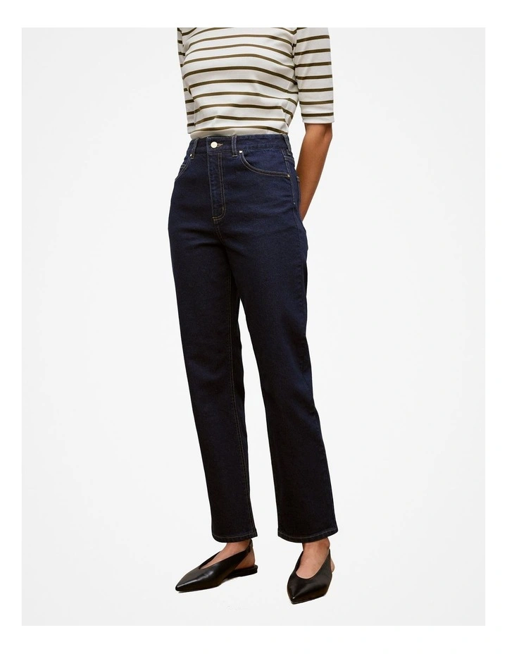 High Rise Straight Leg Jean in Dark Indigo image 1